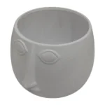 Ceramic Abstract Face Pot White_690081A_1