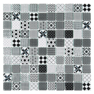 Crystal Glass Mosaic Tile | Delft Black | 30cm x 30cm