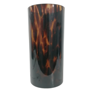 Short Round Glass Vase Burning Amber EX63_1