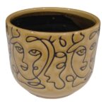 Medium Bamboo With Black Faces Ceramic Pot