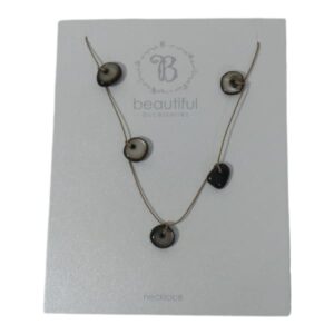 Mother Of Pearl Charcoal On Silk Necklace