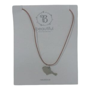 Silver Bird On Cotton Cord Necklace 45cm