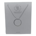 Large Silver Circle On Adjustable Cord Necklace