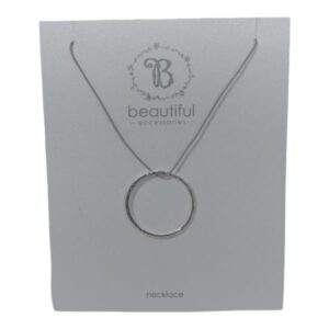 Large Silver Circle On Adjustable Cord Necklace