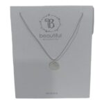 Silver Disc On Adjustable Cord Necklace