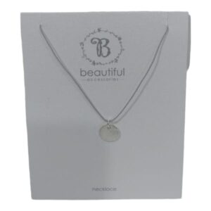 Silver Disc On Adjustable Cord Necklace