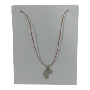 Silver Africa On Cotton Cord Necklace 45cm