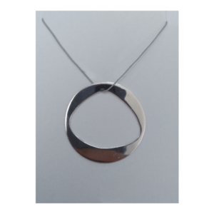 Large Sterling Silver Ring Silk Cord Necklace