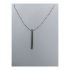 Large Silver Bar Silk Cord Necklace