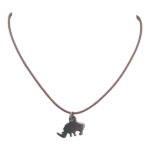 Silver Rhino On Cotton Cord Necklace