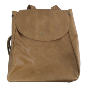 Tan Leather Signature Pocket Backpack 30x10x30cm
