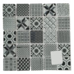 Delft Black Crystal Glass Mosaic Tiles (Sheet Size: 15cm x 15cm)