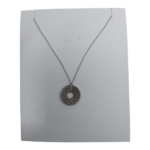 Silver Circle On Silk Cord Necklace