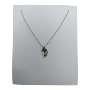 Silver Leaf On Silk Cord Necklace