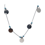 Beaded Sterling Silver Discs On Silk Cord Necklace