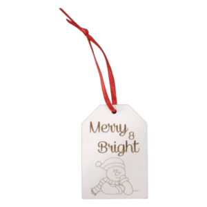 Merry & Bright White Christmas Tag (5cm x 7cm)