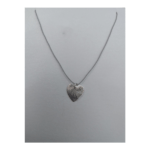 Silver Flat Heart On Silver Silk Cord Necklace