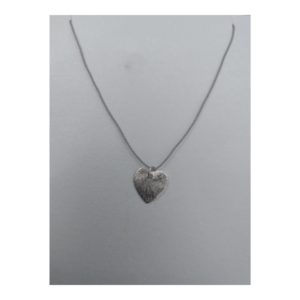 Silver Flat Heart On Silver Silk Cord Necklace