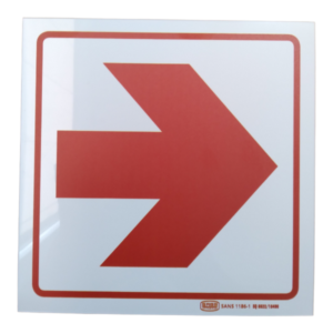 Red Arrow Safety Sign 19x19cm