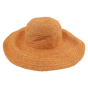 Orange Adjustable Scrunchie Hat With White Dots 58cm