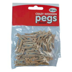 Crazy Wooden Pegs 2.5cm 50pc