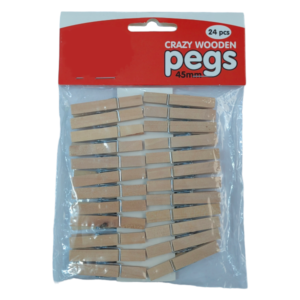 Crazy Wooden Pegs 4.5cm 24pc