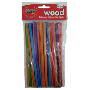 Crazy Crafts Wooden Coloured Flat Sticks 180 x 5mm 80pc_CFS_2