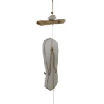 Hanging Decoration 4 White Wooden Sandals On String_O-STR-1004WH_2