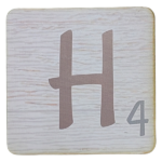 White Scrabble Block Letter H