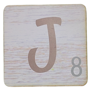 White Scrabble Block Letter J