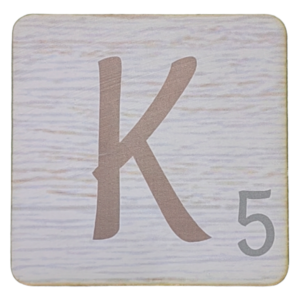 White Scrabble Block Letter K
