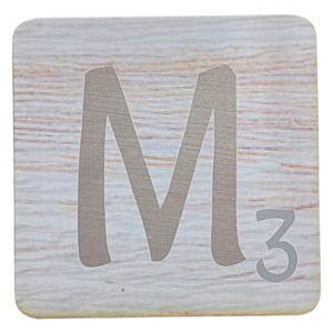 White Scrabble Block Letter M