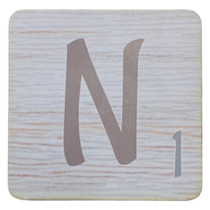White Scrabble Block Letter N
