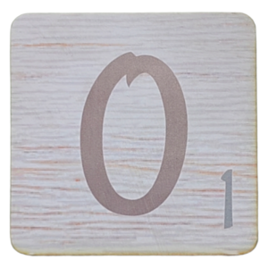 White Scrabble Block Letter O