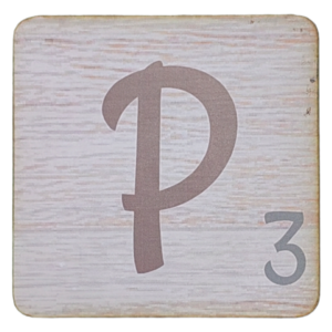 White Scrabble Block Letter P