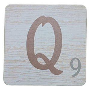 White Scrabble Block Letter Q