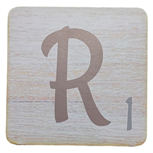 White Scrabble Block Letter R