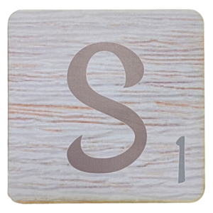 White Scrabble Block Letter S