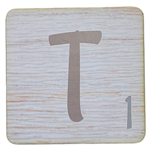 White Scrabble Block Letter T