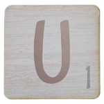 White Scrabble Block Letter U