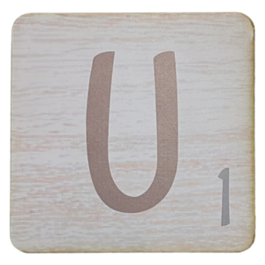 White Scrabble Block Letter U
