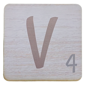 White Scrabble Block Letter V