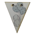 Elephant With Balloons Bunting Tag 5x6cm