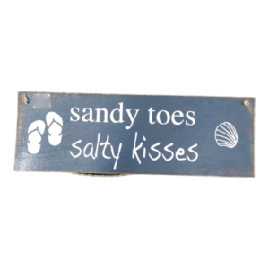 Wooden Board Sandy Toes Salty Kisses