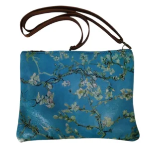 Moss Leather Shoulder Bag | Large | Van Gogh Almond Blossoms