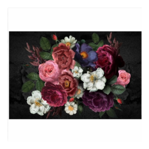 Tear Resistant Ida Dark Flowers Deco Print 120x42cm