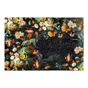Tear Resistant Flower On Black Deco Print 120x42cm