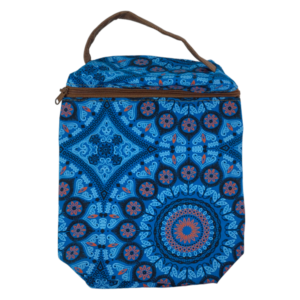 Marine Shweshwe Zip Wine Cooler Bag (32cm x 23.5cm)