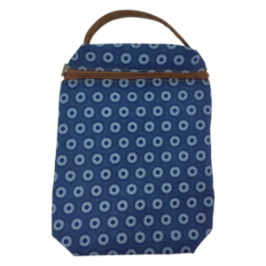 Navy Shweshwe Zip Wine Cooler Bag (32cm x 23.5cm)