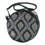 Round Floral Diamond Leather Shoulder Bag